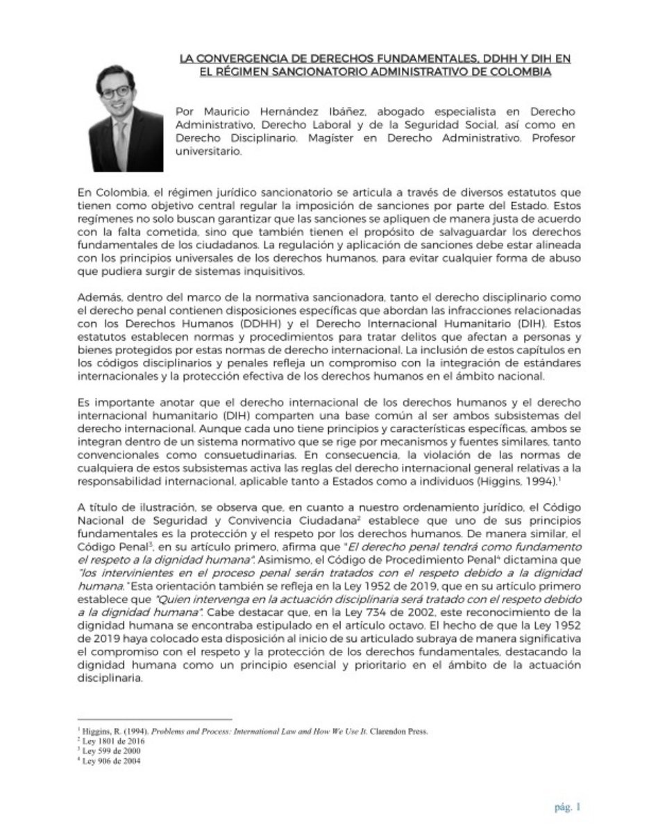 MauricioHdezI's tweet photo. ✍️ La convergencia de Derechos Fundamentales, DDHH y DIH en el régimen sancionatorio de Colombia: 

Ilustración de estatutos sancionatorios en nuestro ordenamiento jurídico. Retos del proceso de responsabilidad fiscal y apoyo de sectores sociales a las sanciones impuestas. https://t.co/S8nqSBHpqh