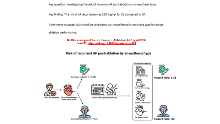Raviele Antonio (@drraviele) on Twitter photo 📌 Impact of anaesthesia type during AF ablation procedure on ablation outcome
👉 Conscious sedation compared w/ general anaesthesia assoc. w/ ⬆️ risk of AF recurrences during fu
#afib #EPeeps #WomeninEP <a href="/PrashSanders/">Prash Sanders</a> <a href="/TJaredBunch/">Thomas Jared Bunch</a> <a href="/JonPicciniSr/">Jonathan Piccini, MD, MHS</a> <a href="/DrJasonAndrade/">Jason Andrade</a> <a href="/JagSinghMD/">Jag Singh</a> <a href="/ftrae/">Piotr Futyma, MD</a> 📌 Impact of anaesthesia type during AF ablation procedure on ablation outcome
👉 Conscious sedation compared w/ general anaesthesia assoc. w/ ⬆️ risk of AF recurrences during fu
#afib #EPeeps #WomeninEP <a href="/PrashSanders/">Prash Sanders</a> <a href="/TJaredBunch/">Thomas Jared Bunch</a> <a href="/JonPicciniSr/">Jonathan Piccini, MD, MHS</a> <a href="/DrJasonAndrade/">Jason Andrade</a> <a href="/JagSinghMD/">Jag Singh</a> <a href="/ftrae/">Piotr Futyma, MD</a>