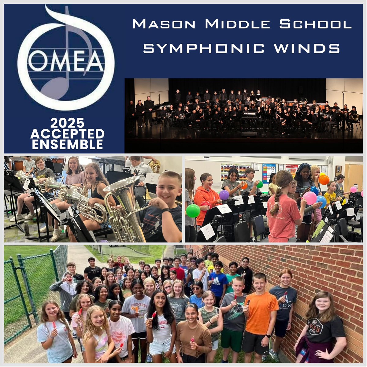 The MMS Symphonic Winds had their first ever jumpstart camp this week. Students met for 3 morning sessions to kick off preparations for their OMEA conference performance in February. Thank you to our students, parents, directors, and lessons teachers for making this possible!