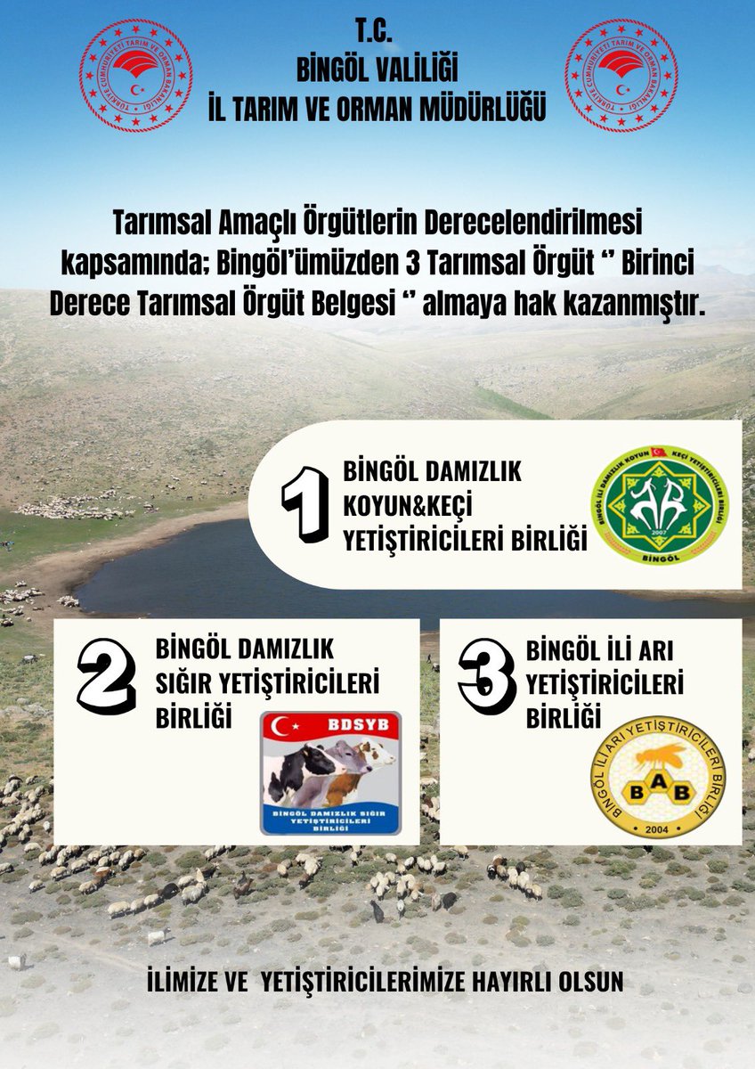 Bakanlığımız tarafından Tarımsal Amaçlı Örgütlerin Derecelendirilmesi kapsamında;
<a href="/_cevdetyilmaz/">Cevdet Yılmaz</a> <a href="/ibrahimyumakli/">İbrahim Yumaklı</a> <a href="/TCTarim/">T.C. Tarım ve Orman Bakanlığı</a> <a href="/FeyziBerdibek1/">Feyzi Berdibek🇹🇷</a> <a href="/Korkutata_Zeki/">Zeki Korkutata</a> <a href="/ahusta07/">Dr. Ahmet Hamdi USTA</a> <a href="/bingolvaliligi/">T.C. Bingöl Valiliği</a> <a href="/BurhanBahadir12/">Dr.Burhan BAHADIR</a>