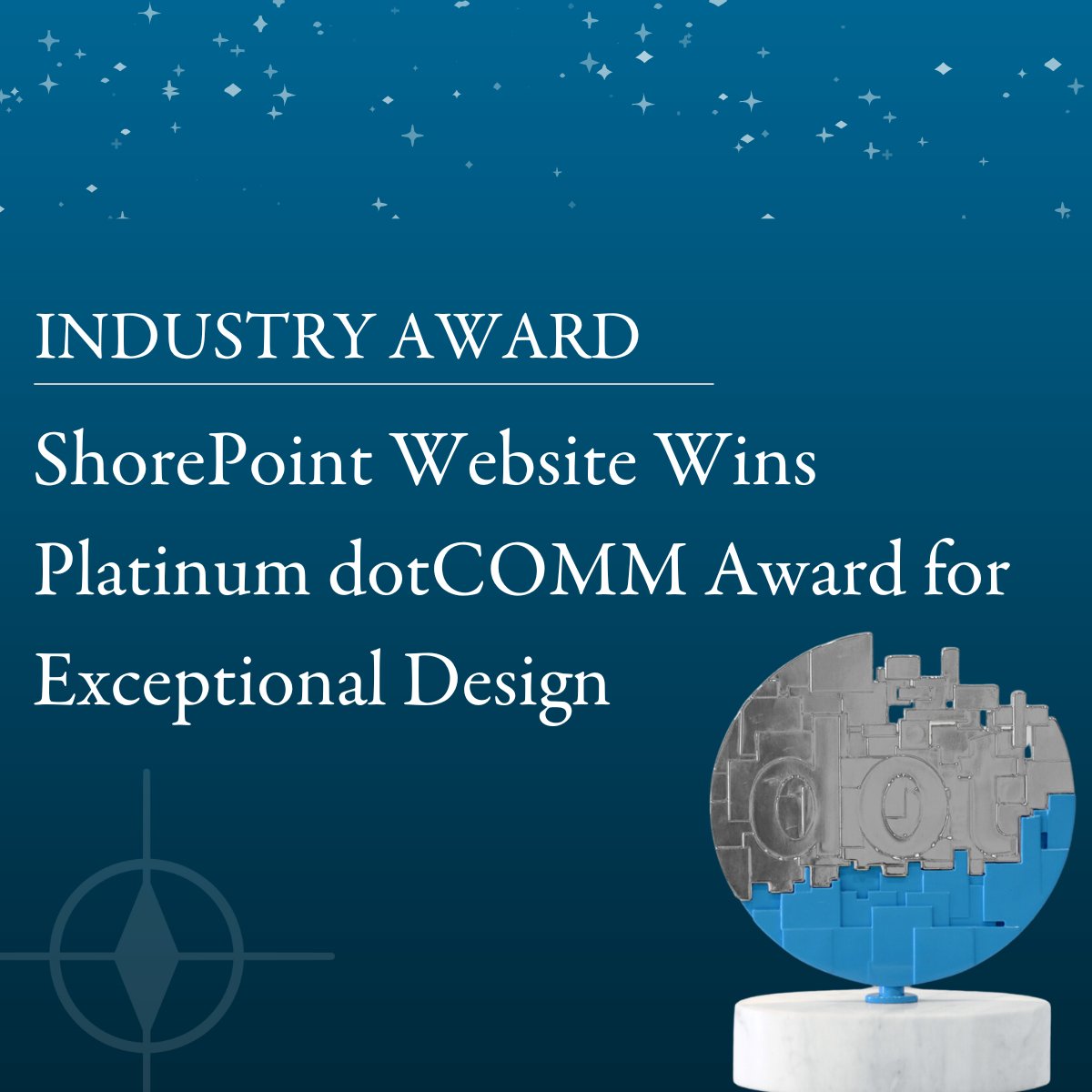 Proud! Thank you to the <a href="/dotCOMM_Awards/">dotCOMM Awards</a> for recognizing our website for its excellent design &amp; user-friendly interface. The Platinum #award is a true honor. Thanks to all involved who worked hard to make it all happen! #WebDesign shorepointinc.com/shorepoint-web…