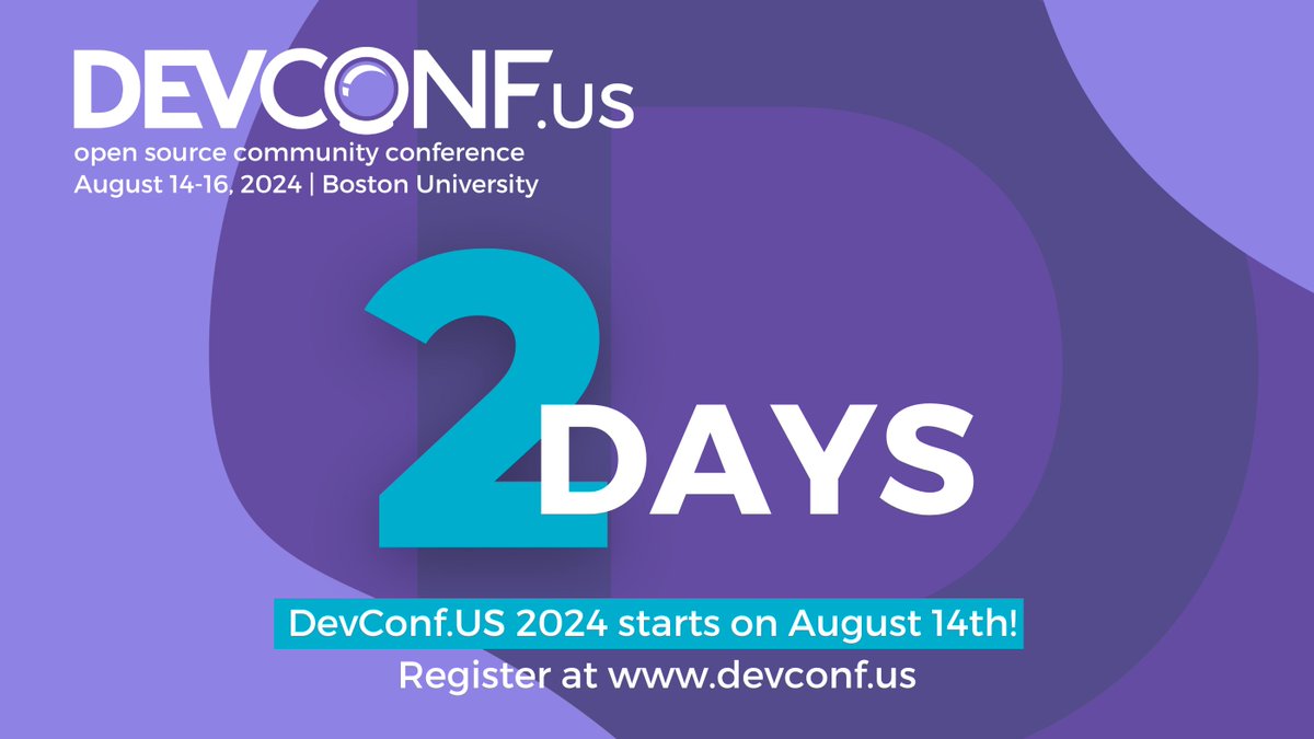 devconf_us's tweet image. 🚀 Only 2 Days Until DevConf.US 2024! 🚀
The countdown is almost over, and excitement is off the charts!🌟
Don’t miss your last chance to dive into the open source world and connect with amazing people.
🔗Register Now: devconf.info/us/#registrati…
#DevConfUS2024