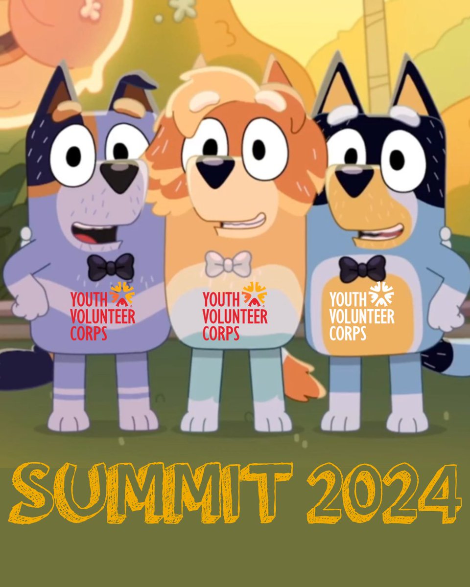 🎉 Attention all YVC friends! 🎉

Bluey says, "Crikey, don't be a Bandit! 🐾" You don't want to miss out on the YVC Annual Summit – it will be heaps of fun! 🎒🌟

But, uh-oh! Registration ends September 17th! 😱 That's coming faster than a game of Keepy Uppy! 🎈

Don't be a