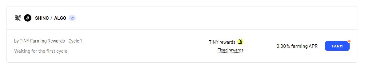 SHINOBIbot_algo's tweet image. The people voted:
For a new SHINO/ALGO LP Farming Program to earn TINY through @tinymanorg 
To see that we finished in 6th place just behind huge players like $TINY, $USDC, $PGOLD, $gAlgo and $CHIPS was absolutely mind-blowing!
Live in about 8 hours! Thank you to all that…