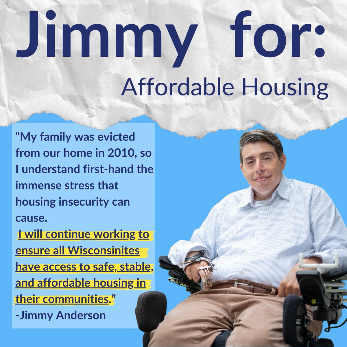 We must address the housing crisis in order to attract and retain talented workers, support working families, and improve Wisconsinites' quality of life. I will fight for more affordable housing in the State Senate!