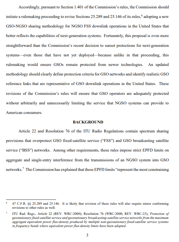 .<a href="/SpaceX/">SpaceX</a> files a petition for rulemaking asking the FCC to update its EPFD, which it argues are overly conservative. Petition here: fcc.gov/ecfs/document/…