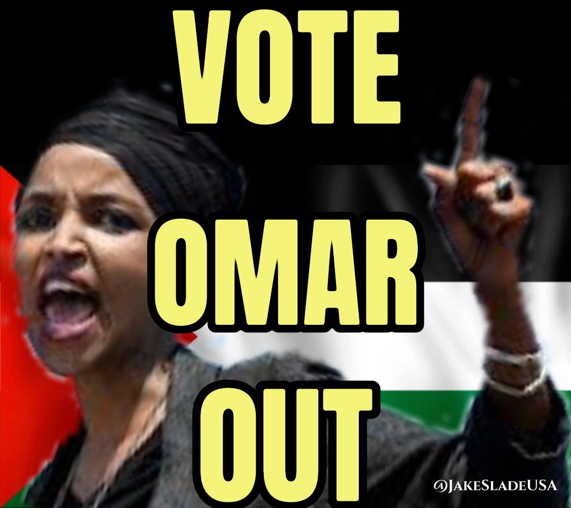 JakeSladeUSA's tweet image. Tomorrow is the Minnesota primary. Vote another member of the squad out!

Vote Ilhan Omar out of office.

She shouldn’t be there in the first place! Get her out! Send her America hating, sharia law loving ass back to Somalia!

Furthermore, she’s stolen valor, Tampon Tim’s girl.