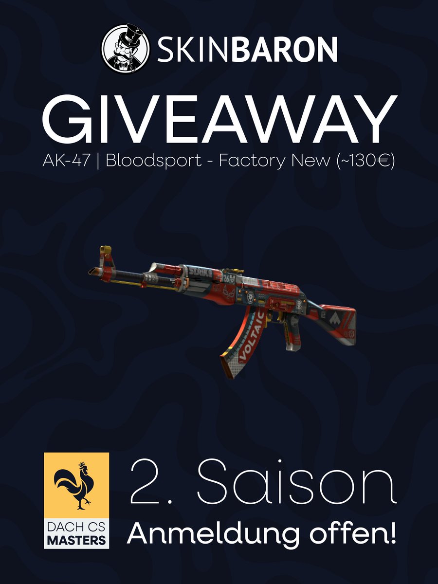 WAVE CS (@waveautcs) on Twitter photo 🌊GIVEAWAY🌊
Zum Start der DACH CS MASTERS Anmeldephase für Saison 2 haben wir die Ehre zusammen mit <a href="/SkinBaronDE/">SkinBaron.de</a> und <a href="/dachcs/">DACH CS Masters</a> ein Giveaway zu veranstalten🥳
Teilnahmebedingungen:
- Follow <a href="/SkinBaronDE/">SkinBaron.de</a> <a href="/dachcs/">DACH CS Masters</a> <a href="/WaveAUTCS/">WAVE CS</a>💙
- RT♻️
- Tag 1 friend📝
#wavecheck🌊 🌊GIVEAWAY🌊
Zum Start der DACH CS MASTERS Anmeldephase für Saison 2 haben wir die Ehre zusammen mit <a href="/SkinBaronDE/">SkinBaron.de</a> und <a href="/dachcs/">DACH CS Masters</a> ein Giveaway zu veranstalten🥳
Teilnahmebedingungen:
- Follow <a href="/SkinBaronDE/">SkinBaron.de</a> <a href="/dachcs/">DACH CS Masters</a> <a href="/WaveAUTCS/">WAVE CS</a>💙
- RT♻️
- Tag 1 friend📝
#wavecheck🌊