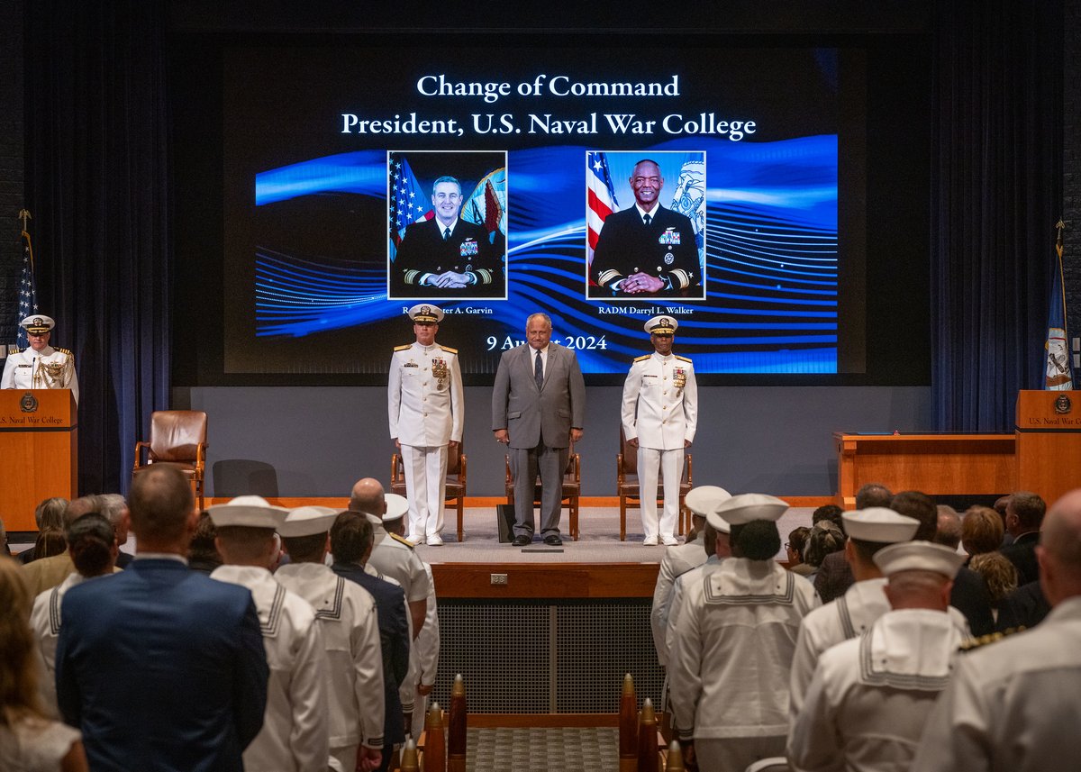 nwc__foundation's tweet image. On Friday, RADM Darryl L. Walker assumed command as the 59th President of the @NavalWarCollege, succeeding RADM Peter A. Garvin. The ceremony, presided over by Secretary of the Navy Carlos Del Toro, marked a transition in leadership. Welcome, RADM Walker! #changeofcommand #nwcf