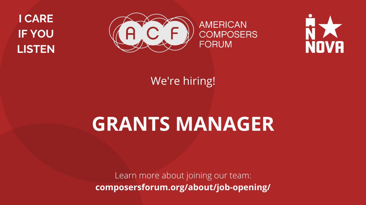 Composers Forum (@composersforum) on Twitter photo Would you or someone you know want to work for us? We seek a part-time Grants Manager who will support the organization’s philanthropic efforts. The position offers $40/hour, approximately 10 hours/week, and is flexible with location. Apply now! buff.ly/4dhUzp6 Would you or someone you know want to work for us? We seek a part-time Grants Manager who will support the organization’s philanthropic efforts. The position offers $40/hour, approximately 10 hours/week, and is flexible with location. Apply now! buff.ly/4dhUzp6