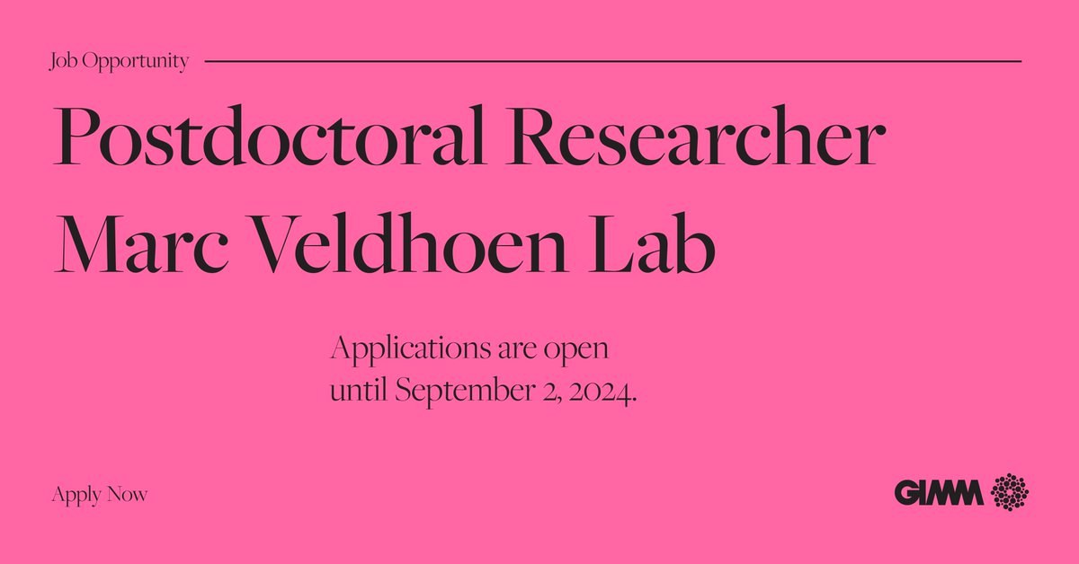 GIMM_Institute's tweet photo. We're looking for a postdoctoral researcher to join
@Marc_Veld Lab.
If you're interested in immune regulation, maybe you are the one that we're looking for. 💉
Discover more at https://t.co/VsBuRatcJh
Apply by September 2
#GIMM #JobOpportunities https://t.co/5uqGLUwaK9
