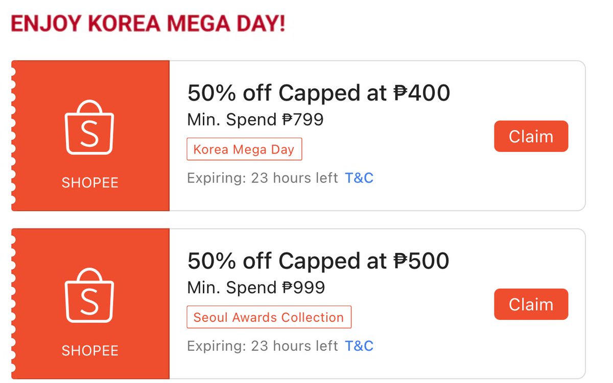 shopee vouchers, shopee live ! Korea Mega Day ! tweet media