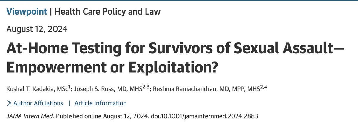 ktkadakia's tweet photo. Amidst the #MeToo movement, companies began marketing at-home sexual assault kits for survivors.

In @JAMAInternalMed, @jsross119, @reshmagar, and I ask: are companies in the self-described "business" of sexual assault actually empowering survivors -- or exploiting them? (1/9) https://t.co/WJ4cXpRg03