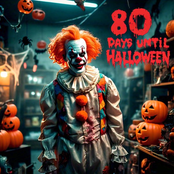 PhysMediaHQ's tweet photo. 🎃 80 Days Until Halloween 🤡 This clown isn't clowning around... the countdown to Halloween continues! 📸 

#HalloweenCountdown #CreepyClown #HalloweenVibes #80DaysLeft #SpookySeason #HalloweenLovers #ClownSighting #HorrorFans #OctoberFrights https://t.co/NkgAZIjg7n