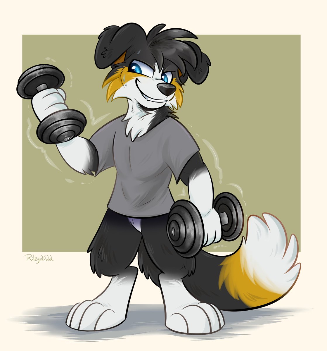 Workout dog 💪 
🖼️: <a href="/waywardmutt/">Riley 🐾➡️ shop.waywardmutt.art</a>