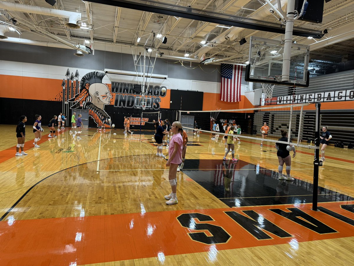 Day 1 of Winnebago High School Volleyball!!  37 kids signed up ready to put in the work for a successful season!!