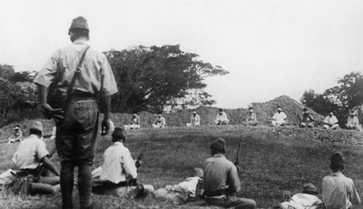 الجيش الياباني يجعل اسرئ الحرب هدف للتدريب علئ الرماية 1942م #اليابان