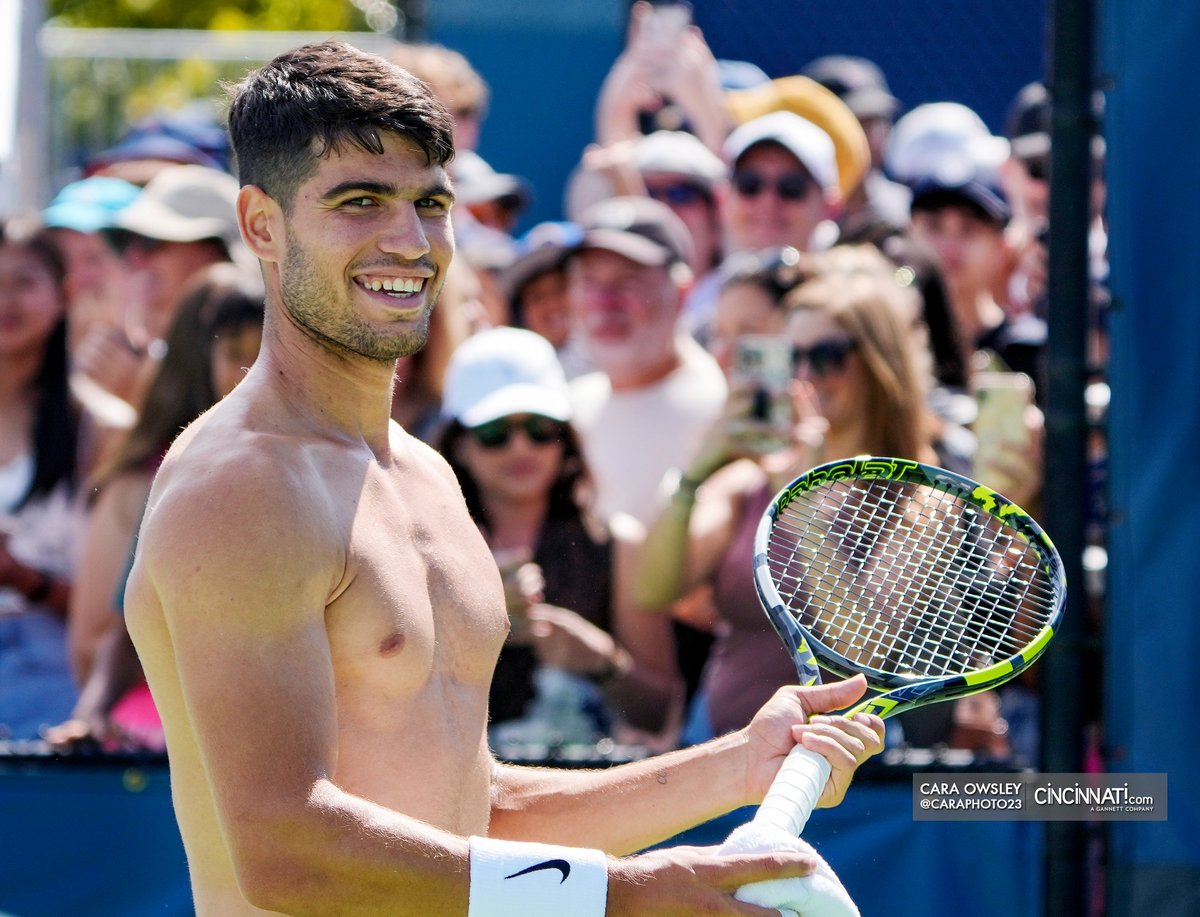 Fans packed court 9 to watch <a href="/carlosalcaraz/">Carlos Alcaraz</a>  practice for <a href="/CincyTennis/">Cincinnati Open</a> <a href="/Enquirer/">Enquirer</a>