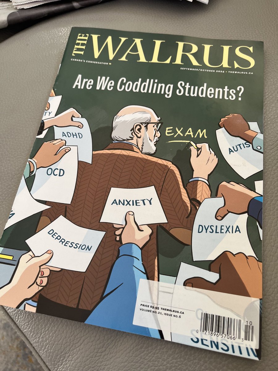 Educhatter's tweet image. Asking the Right Question: A rare open-minded feature entitled &quot;The Accommodation Problem&quot; in ⁦@thewalrus⁩. Contract professors tell all about trying to teach entitled &amp;amp; rights-conscious students. Last sentence says it all: &quot;I shut up and do what I&apos;m told.&quot; #cdned #PSed