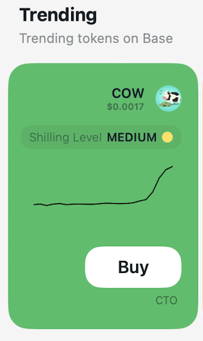 bolide_app's tweet photo. New token @thecowonbase is trending on Base and on Bolide! https://t.co/umBnGsoE9X