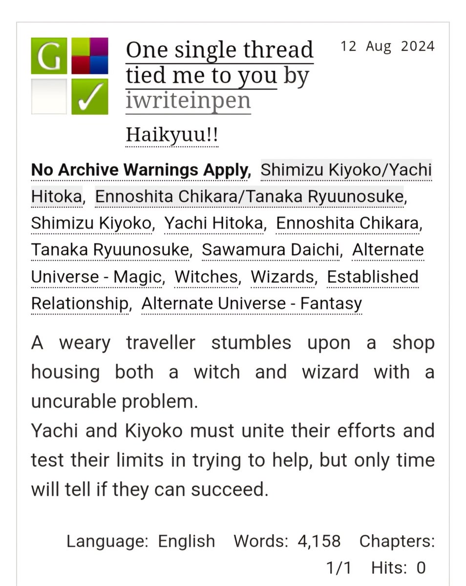 My second fic for the <a href="/TheyR_Roommates/">HQ “They were Roommates” Exchange</a> event!
<a href="/SapphireRuby24/">Sapphire 🍉 | daisuga vampire au 📌</a> made some really cut art pieces for it and you should definitely check it out! ✨
 Enjoy some magical KiyoYachi 🫶✨
archiveofourown.org/works/58131784