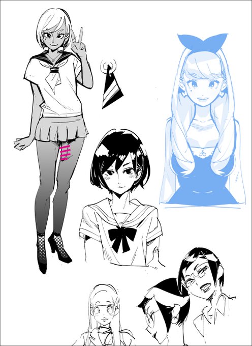 いつ描いたか分からないラクガキ発掘。
水色の娘はこんど使いたいな… 