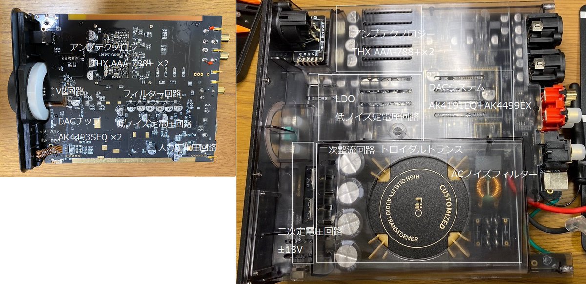 manotch101's tweet image. FiiO K7分解レポート3.

K7とK9AKMの基板サイズ感を比較しました。
K7ですがサイズ的にはK9AKMの半分ほどになりそうです。
K7はACアダプター方式ですが外部電源にして電源回路を簡略化したため小型化できたと言えそうです。

#FiiOK7