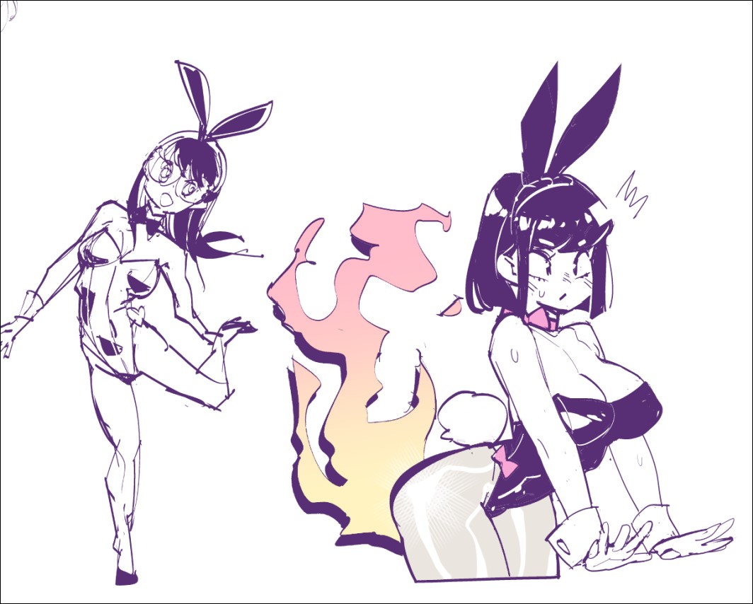 いつ描いたか分からないラクガキ発掘。
水色の娘はこんど使いたいな… 