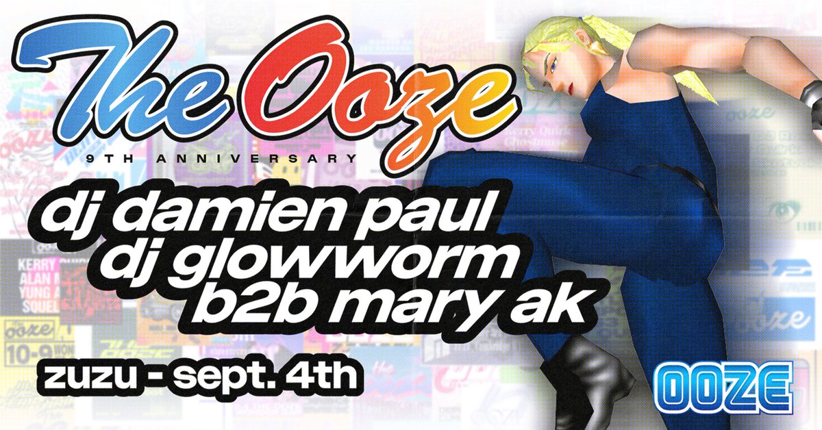 The 9 Year OOZEversary feat. DJ Damien Paul, DJ glowworm b2b Mary AK
RSVP: facebook.com/events/1244057…