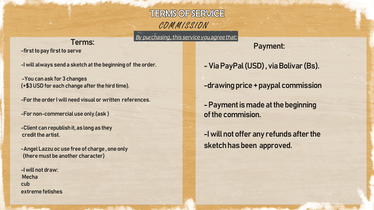 Hello. I am open commission!!!! Minimum 4 slot

 if you want to orden one, please send me a message

 (Telegram @Angellazzula)