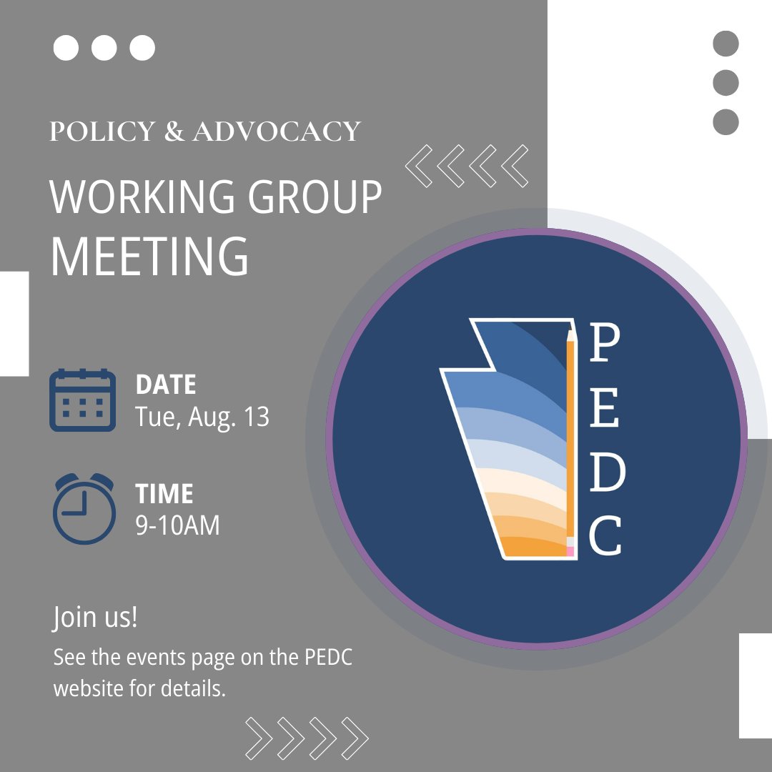 PAEdDiversity's tweet photo. Is policy change your passion?
🗓️ On Tues, August 13, 9am, the PEDC Policy & Advocacy Working Group will meet to discuss how our efforts are organized into three subgroups: Policy Development, Policy Implementation, and Mobilization.
#PEDC #PolicyAdvocacy #EducatorDiversity https://t.co/TFeUU1CwIw