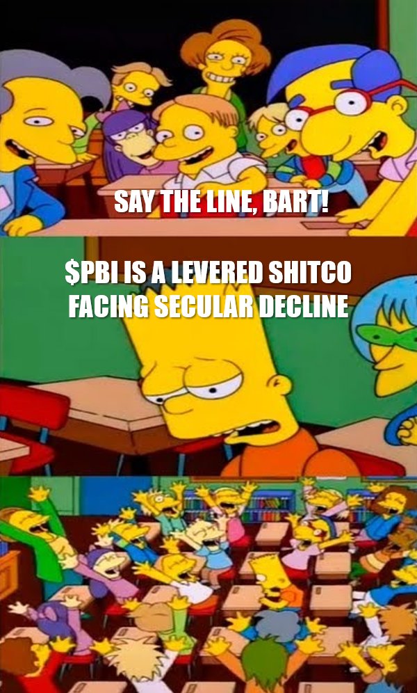 Rough times ahead for the $PBI bear thesis.