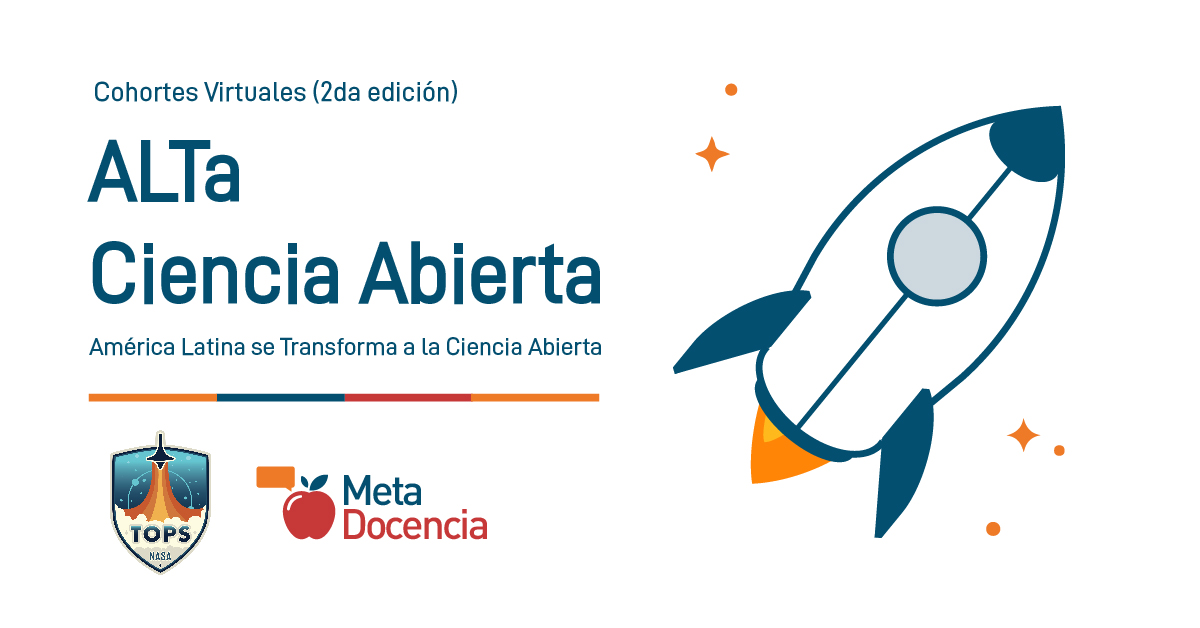 MetaDocencia (@MetaDocencia@floss.social) (@metadocencia) on Twitter photo No te quiero enamorar pero... últimas vacantes en #ALTaCA 2 😍
💫 Formación gratuita y 100% en español
🗓️ Cohortes virtuales de 6 semanas
📜 Doble certificación MD + NASA 🚀
🌎 Colegas y casos de #CienciaAbierta en América Latina y más allá
 📝 Súmate: tiny.cc/ALTa_CA2_Inscr… No te quiero enamorar pero... últimas vacantes en #ALTaCA 2 😍
💫 Formación gratuita y 100% en español
🗓️ Cohortes virtuales de 6 semanas
📜 Doble certificación MD + NASA 🚀
🌎 Colegas y casos de #CienciaAbierta en América Latina y más allá
 📝 Súmate: tiny.cc/ALTa_CA2_Inscr…
