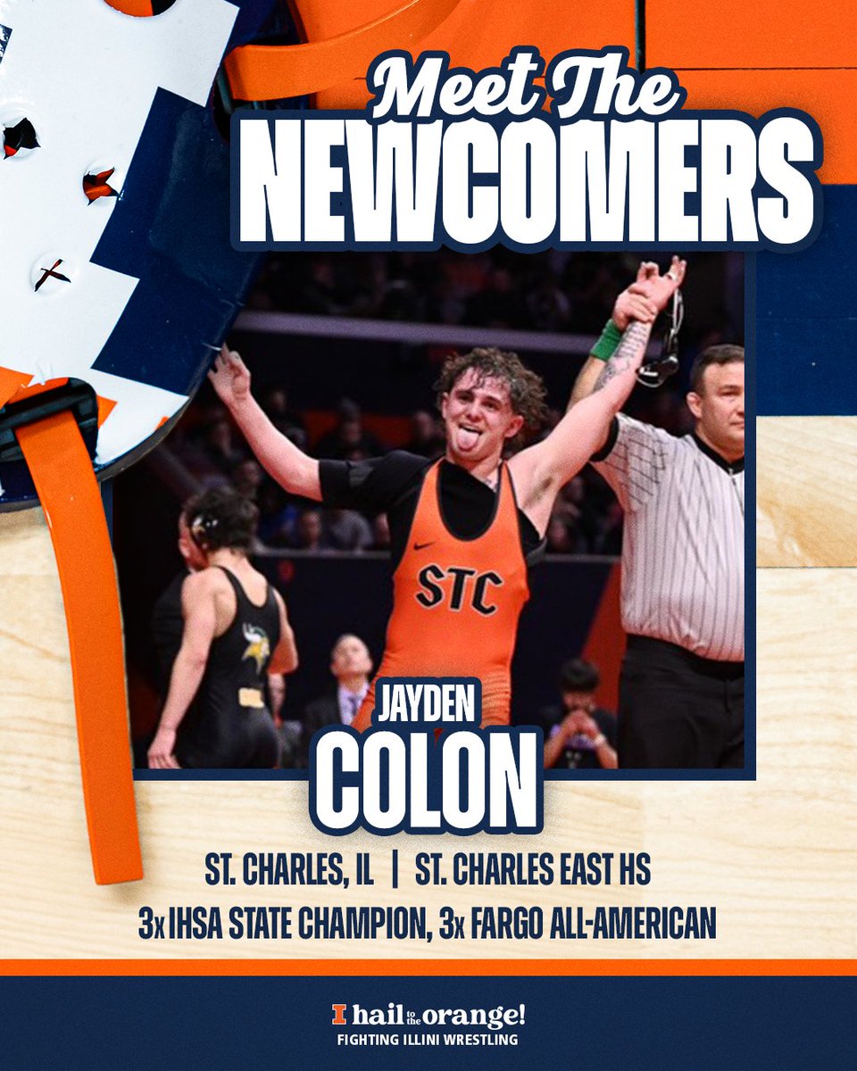 Illinois Wrestling (@illiniwrestling) on Twitter photo Class of '28 Introduction - <a href="/Jaydencolon45/">Jayden Colon</a>
The St. Charles native comes to Champaign as a 3x IHSA State Champion. He's a Pan-American Champion in both Freestyle and Greco, a Greco World Team Member and owns a record of 114-15.
Welcome to the #Illini, Jayden!
#HTTO Class of '28 Introduction - <a href="/Jaydencolon45/">Jayden Colon</a>
The St. Charles native comes to Champaign as a 3x IHSA State Champion. He's a Pan-American Champion in both Freestyle and Greco, a Greco World Team Member and owns a record of 114-15.
Welcome to the #Illini, Jayden!
#HTTO