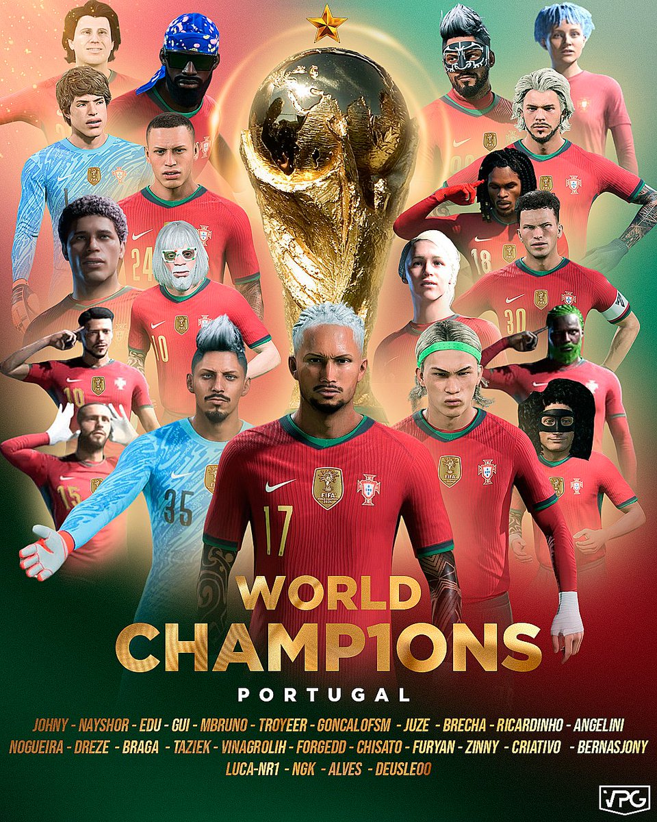 Virtual Pro Gaming (@officialvpg) on Twitter photo 🏆 𝐖𝐎𝐑𝐋𝐃 𝐂𝐇𝐀𝐌𝐏𝐈𝐎𝐍𝐒 🏆
🙌🏽 Congratulations to 🇵🇹 <a href="/VPGLigaPortugal/">VPG Liga Portugal 🇵🇹</a> for winning the World Cup on FC24 <a href="/EASPORTSFC/">EA SPORTS FC</a>
🌍 What a year for these Portuguese stars!🌟
📖 Portugal added to the History books.
⚽️ Bracket to the Final:
🆚 Israel 🇮🇱 4-1 ✅ (RO16)
🆚 Wales 🏴 🏆 𝐖𝐎𝐑𝐋𝐃 𝐂𝐇𝐀𝐌𝐏𝐈𝐎𝐍𝐒 🏆
🙌🏽 Congratulations to 🇵🇹 <a href="/VPGLigaPortugal/">VPG Liga Portugal 🇵🇹</a> for winning the World Cup on FC24 <a href="/EASPORTSFC/">EA SPORTS FC</a>
🌍 What a year for these Portuguese stars!🌟
📖 Portugal added to the History books.
⚽️ Bracket to the Final:
🆚 Israel 🇮🇱 4-1 ✅ (RO16)
🆚 Wales 🏴