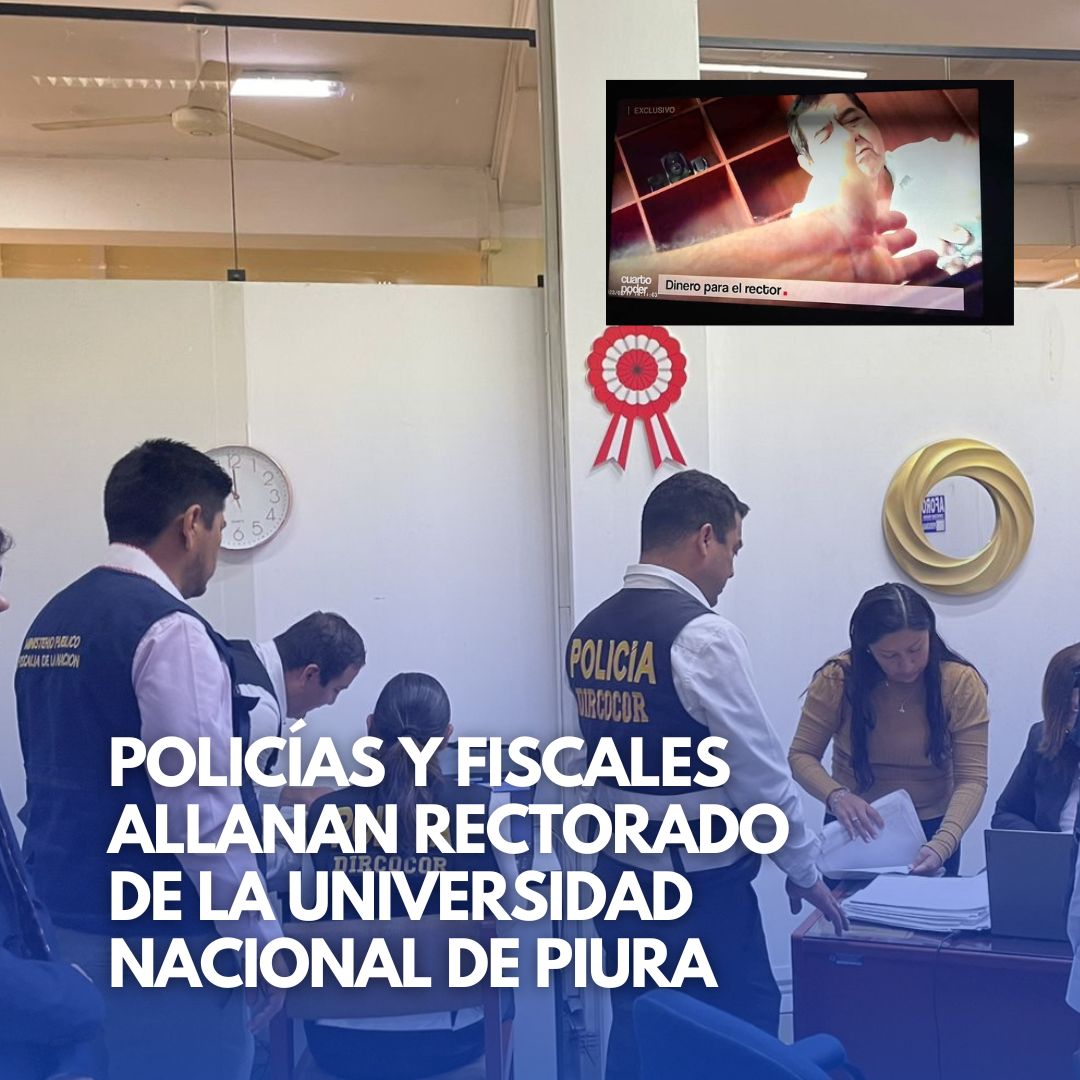 Noticias360Peru's tweet image. Agentes de la Dirección Contra la #Corrupción de la Policía Nacional y un equipo de fiscales realizan diligencia en el rectorado de la Universidad Nacional de #Piura. El #rector #SantosMontaño no estaba en su oficina. En un cuestionable comunicado, la autoridad niega lo evidente.