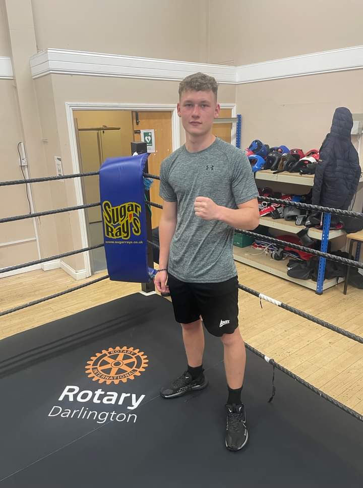 <a href="/DarlRotary/">DarlingtonRotary</a> gave £500 to N Gage Learning #Firthmoor Community Centre after leader Peter Crotty spoke of engaging disaffected youngsters using boxing. A ring just installed has our <a href="/Rotary/">Rotary International</a> logo. Pic is Bailey Lanson, 16,  St Aidan's Academy, 1 of our #RYLA candidates. <a href="/RotaryGBI/">Rotary GB & Ireland</a>