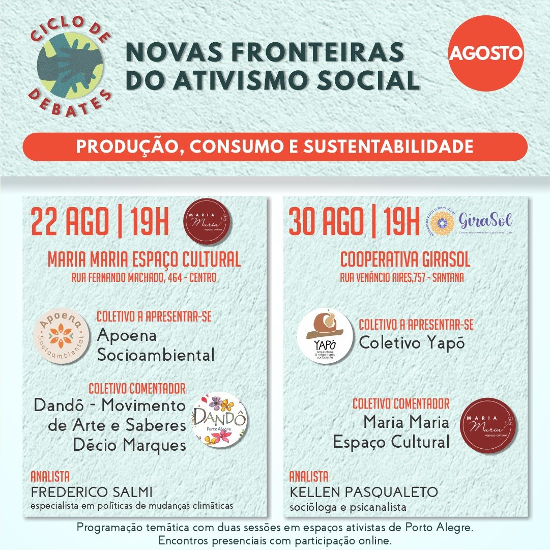Para além dos muros acadêmicos. Engajamento e ativismo climático: "Novas Fronteiras do Ativismo Social", Porto Alegre/RS. 
Estaremos lá. Transmissão dos eventos youtube.com/@coletivocatar…