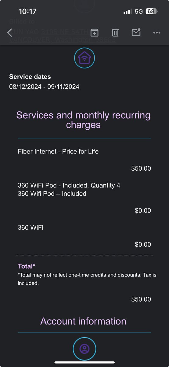 LongJumpApe's tweet photo. ⁦@quantumfiber⁩ just charged me while I have no internet connection at home, had to check my email on 5g to find out…what a joke! 🤡 https://t.co/Fjpy7fVAMT