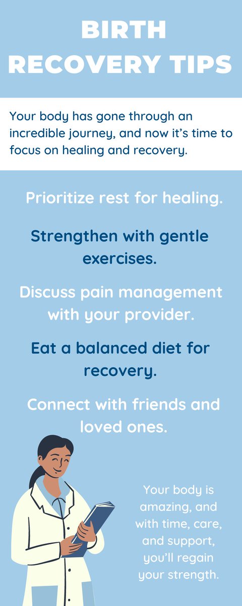 WacoAHEC's tweet photo. Your body has done an incredible job—now it’s time to nurture it! Prioritize rest, strengthen with pelvic floor exercises, manage discomfort, boost nutrition, and seek support. You deserve to feel your best as you recover and embrace this new chapter. https://t.co/dazY31VQbQ