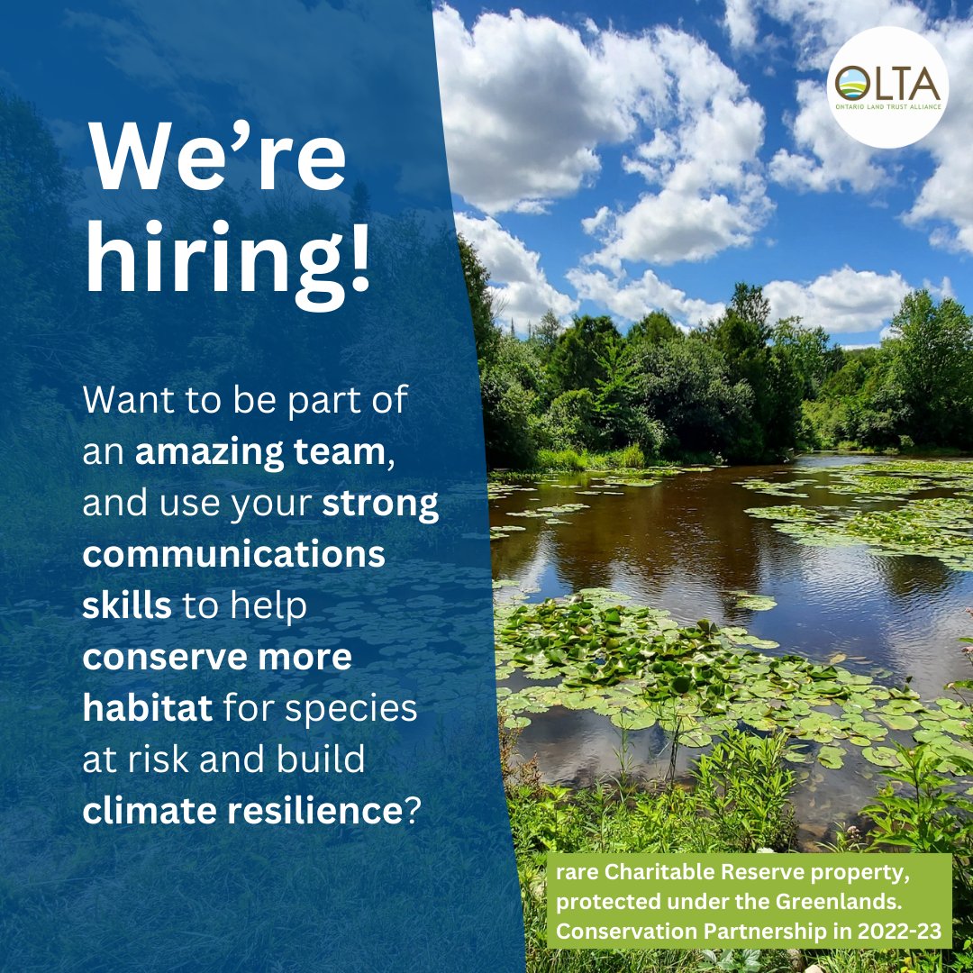We’re hiring for the role of Communications Manager for the Greenlands Conservation Project.
Details of the role can be found here, olta.ca/news-events/.
Applications accepted until August 18