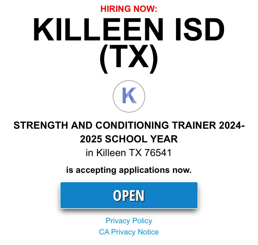 NHSSCA_TX's tweet image. Full Time High School S&amp;amp;C Position 👇