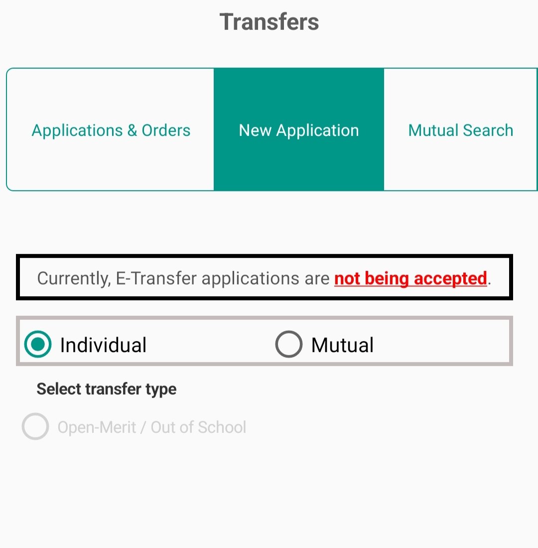 One More Update 
سس ایپ میں تبدیلی کردی گئی اب صرف اوپن میرٹ ،پروموشن اور میوچل تین آپشن باقی ہیں ویڈ لاک ،میڈیکل اور Divorce کے آپشن کو ختم کردیا گیا ہے
