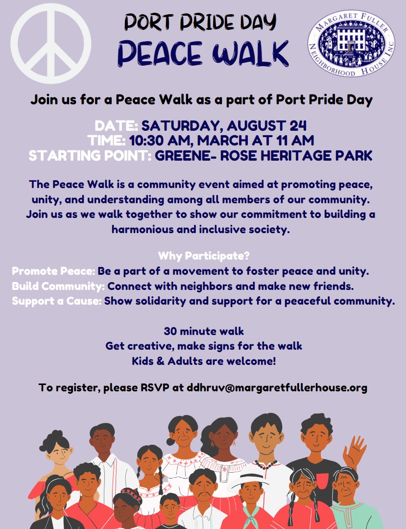 Cambridge Foundry (@foundrycamb) on Twitter photo ☮️ Don't miss <a href="/MFNH71/">Margaret Fuller Neighborhood House</a>'s Port Pride Day Peace Walk on Saturday, August 24 at 10:30 am at Greene-Rose Heritage Park (near the intersection of Windsor St. & Harvard St). ☮️ Don't miss <a href="/MFNH71/">Margaret Fuller Neighborhood House</a>'s Port Pride Day Peace Walk on Saturday, August 24 at 10:30 am at Greene-Rose Heritage Park (near the intersection of Windsor St. & Harvard St).