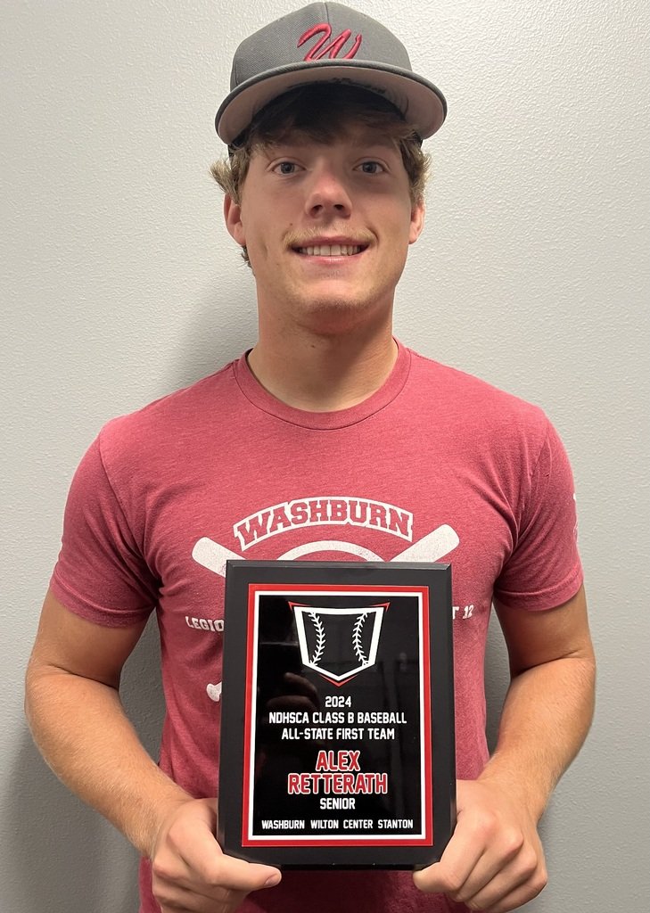 2024 NDHSCA CLASS B BASEBALL FIRST TEAM ALL STATE
Alex was presented with his First Team All State  plaque today.
Congratulations Alex Retterath!