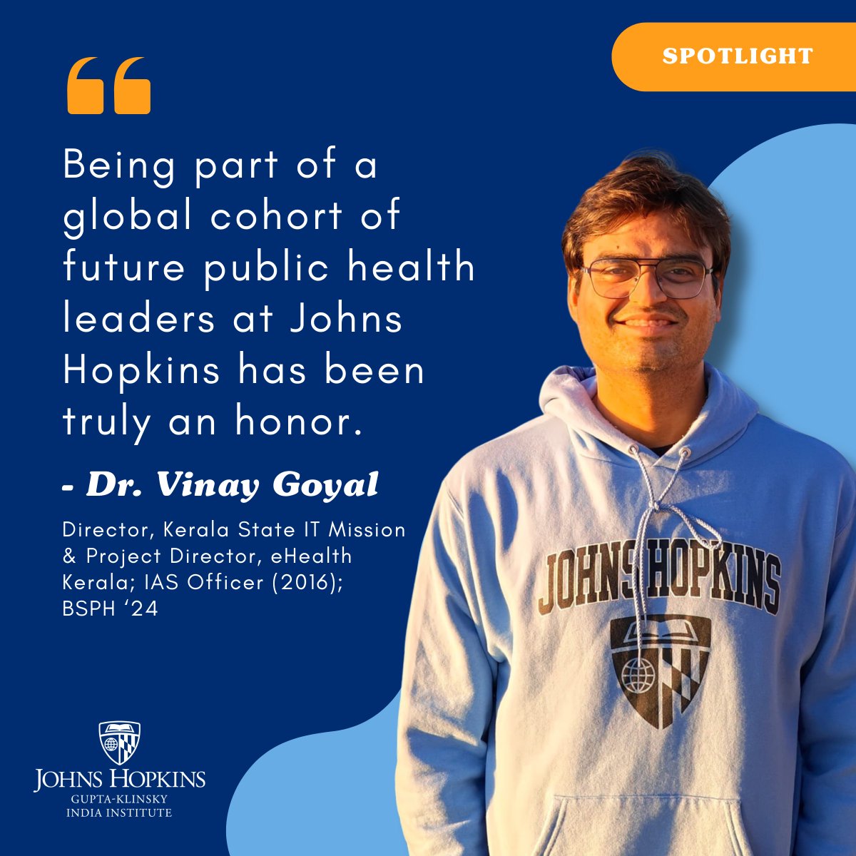 Johns Hopkins Gupta-Klinsky India Institute (GKII) (@jhu_india) on Twitter photo Spotlighting <a href="/Vinay_goyal2016/">Vinay Goyal IAS🇮🇳</a>, a recent MPH graduate from <a href="/JohnsHopkinsSPH/">Johns Hopkins Bloomberg School of Public Health</a> & 2016 IAS officer! Vinay is back in India as Director <a href="/keralaitmission/">Kerala State IT Mission</a> & Project Director <a href="/ehealthkerala/">eHealth Kerala</a>, where his expertise will be crucial in advancing #UHC & #DigitalHealth. bit.ly/3AiXwaJ Spotlighting <a href="/Vinay_goyal2016/">Vinay Goyal IAS🇮🇳</a>, a recent MPH graduate from <a href="/JohnsHopkinsSPH/">Johns Hopkins Bloomberg School of Public Health</a> & 2016 IAS officer! Vinay is back in India as Director <a href="/keralaitmission/">Kerala State IT Mission</a> & Project Director <a href="/ehealthkerala/">eHealth Kerala</a>, where his expertise will be crucial in advancing #UHC & #DigitalHealth. bit.ly/3AiXwaJ