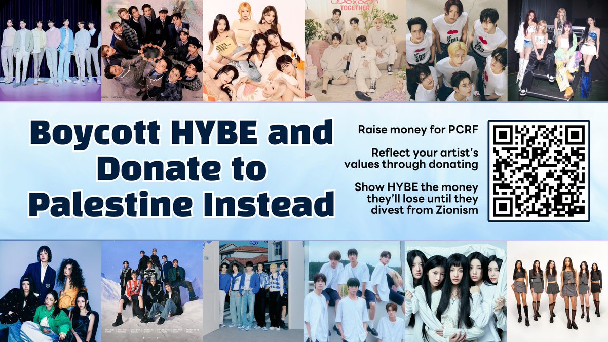 Engene4Pal's tweet photo. Are you boycotting HYBE releases/merch and looking for something else to do with your money? Now, you can donate that money to the new HYBE boycott fundraiser through PCRF!
https://t.co/4NlTxKW5iw
Let’s show HYBE & our artists how much money we can raise!
#HYBEDivestFromZionism https://t.co/w2Mp3CCxE5