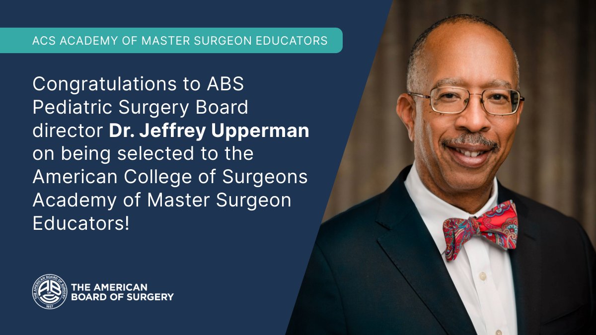 AmBdSurg's tweet photo. Congratulations to #PSBABS director Dr. Jeffrey Upperman @PedsTraumaMan on being selected to the @AmCollSurgeons Academy of Master Surgeon Educators!
https://t.co/DAcdzgOvcp https://t.co/XnlCAShpfB
