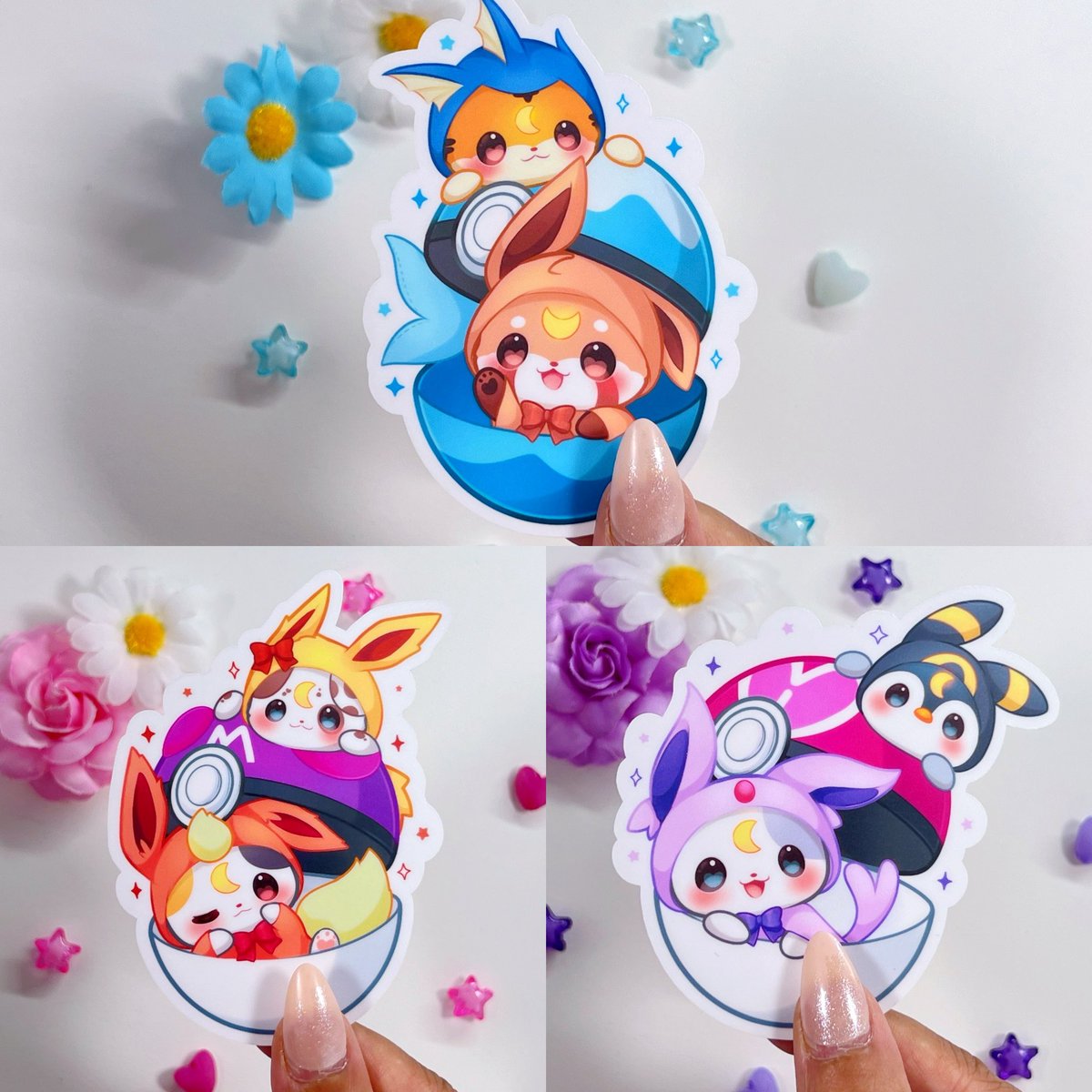 maemunchies's tweet photo. My OCs in eeveelution ponchos ✨

✿ https://t.co/wpPh8Q2Q6d
#stickers #cutestickers https://t.co/qfr3ebVxFK