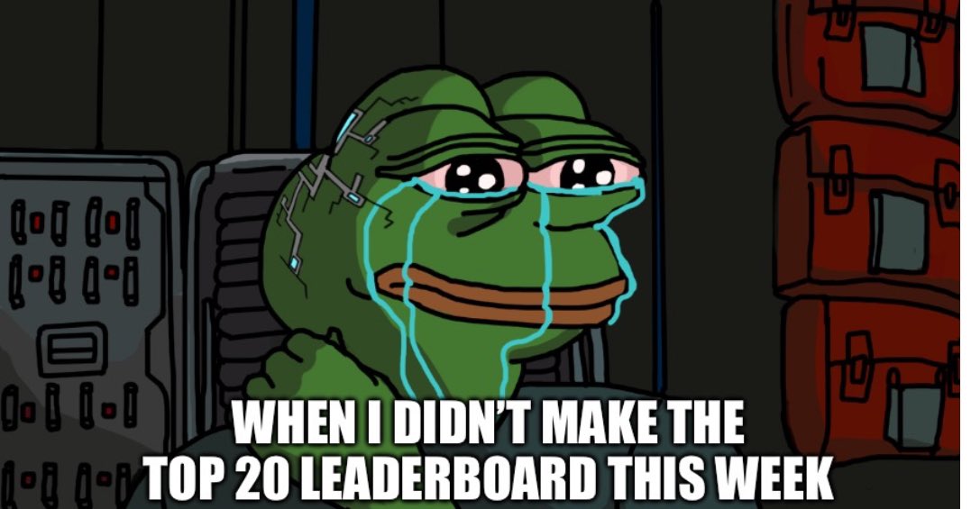 Lionieio (@lionieio) on Twitter photo All #PEPE Weekly winners have been announced!! Pov - Your Face when you didn’t make the leaderboard for prizes! better luck next time.💚🐸 <a href="/nextgenpepe/">PepeX | Next Gen $PEPE</a> All #PEPE Weekly winners have been announced!! Pov - Your Face when you didn’t make the leaderboard for prizes! better luck next time.💚🐸 <a href="/nextgenpepe/">PepeX | Next Gen $PEPE</a>